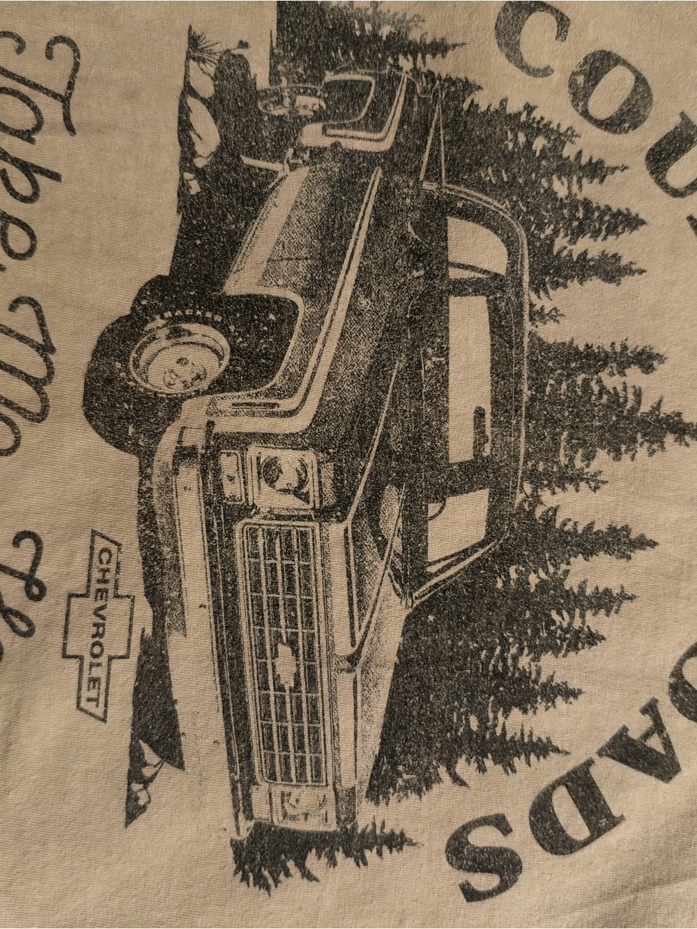 Lrg Beige Graphic Truck Short Sleeve Tee with Black Print